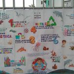 cartelloni al cancello della scuola