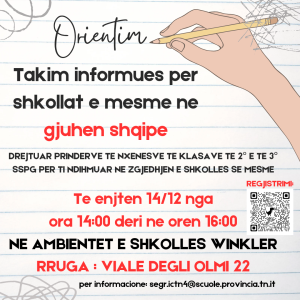 VOLANTINO INCONTRO GENITORI ORIENTAMENTO IN LINGUA ALBANESE