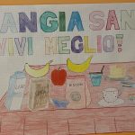 Cartellone con la scritta "Mangiare sano, vivi meglio"
